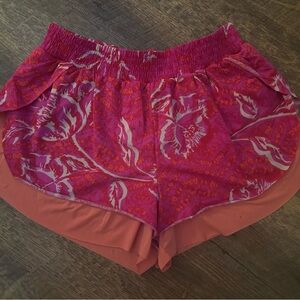 Women's Pink Floral Layered Shorts